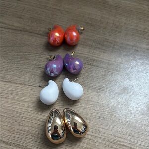 Set of Colorful Teardrop Earrings